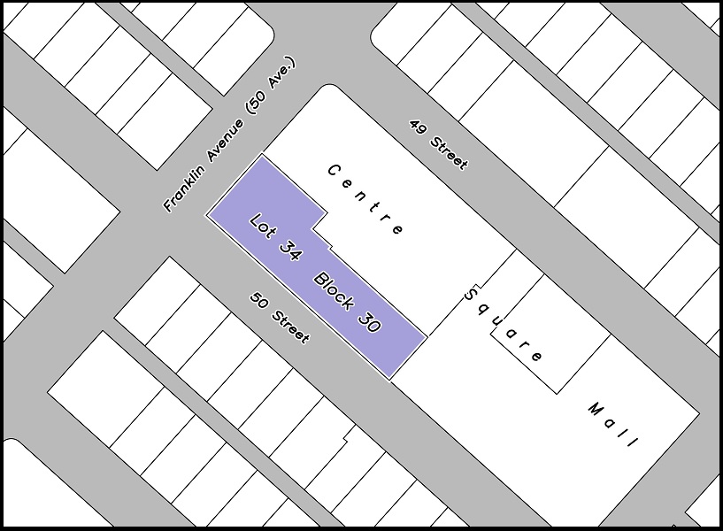 50-50 Lot, on 50 street around the corner from Franklin Avenue (50 ave.)