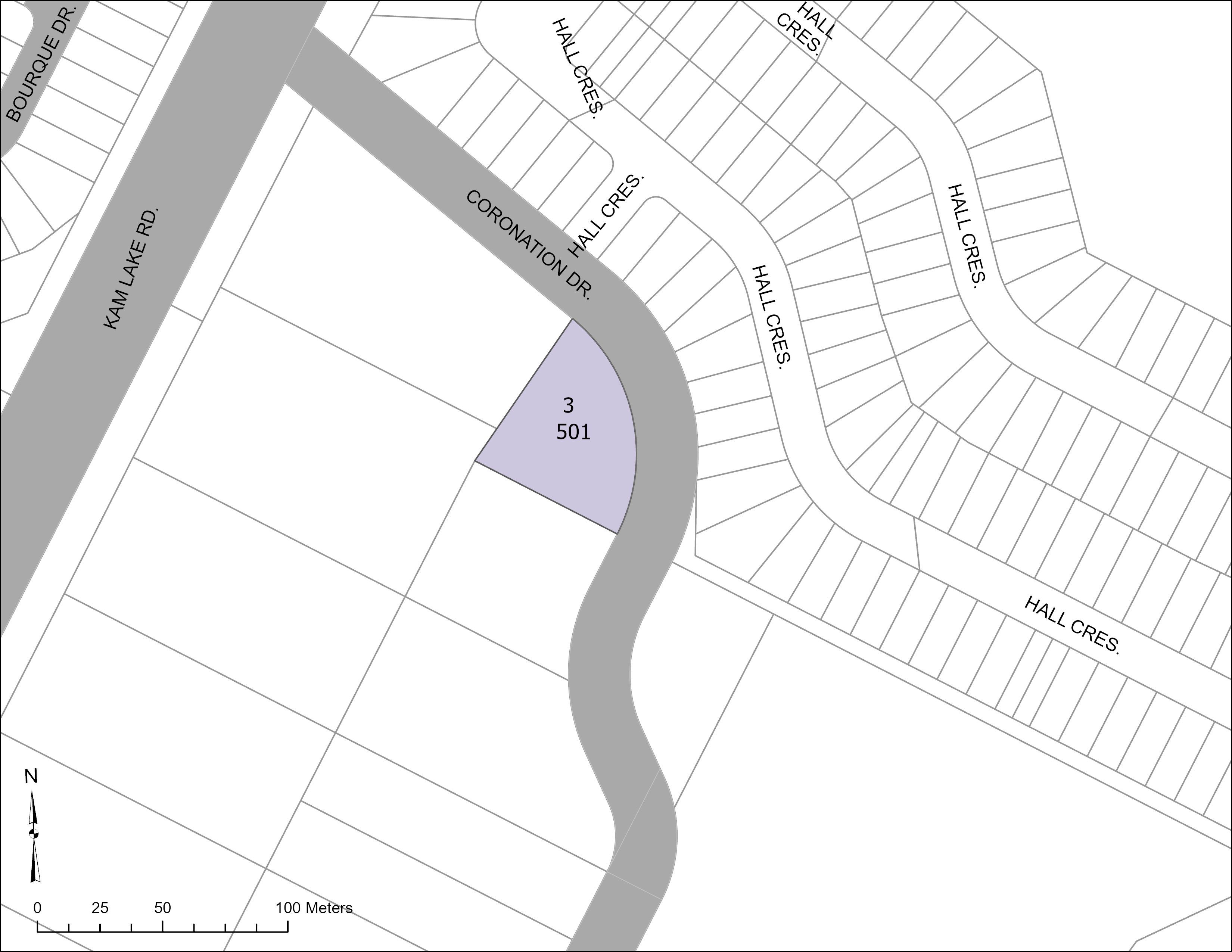 Map of available lot located along Coronation Drive, more details in table below
