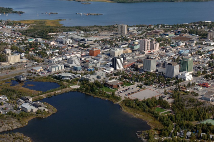 Aerial View of The City of Yellowknife.