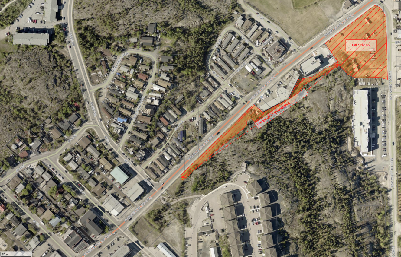 Map showing the Lift Station and Forcemain replacement construction area