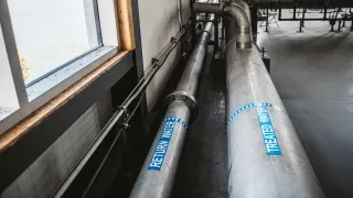 Treated Water and Return Water pipes at Treatment Plant