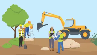 Graphic depicting development of land