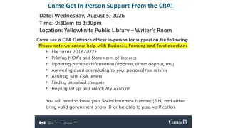 CRA Outreach event poster