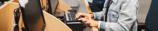 City staff using library computer