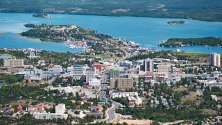 Aerial view from Uptown facing Downtown and Oldtown