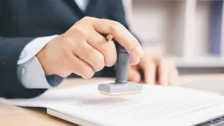 an official stamping on a document