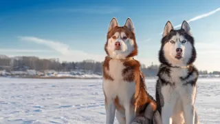 2 huskies