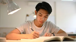 Boy studying