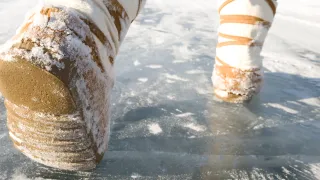 walking on ice road