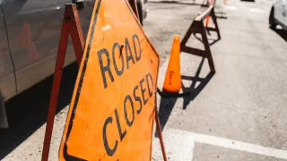 road closure sign