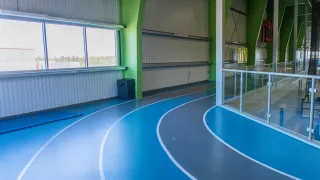 Blue tracks in the Fieldhouse