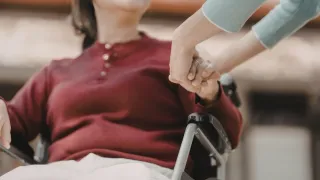 a volunteer showing care