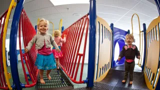Kids playing on structure