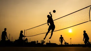 team playing volleyball