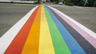 Rainbow Sidewalk at City Hall 
