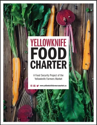 Graphic for Yellowknife Food Charter with vegetables in the background