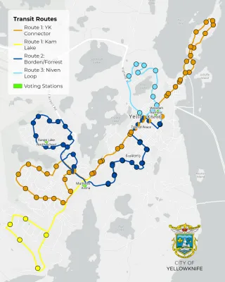 5 Voting Stations on Map with Transit Stops